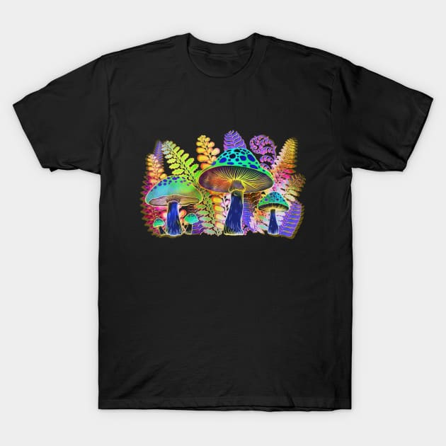 Glowing Mushrooms T-Shirt by Anastasiya Malakhova